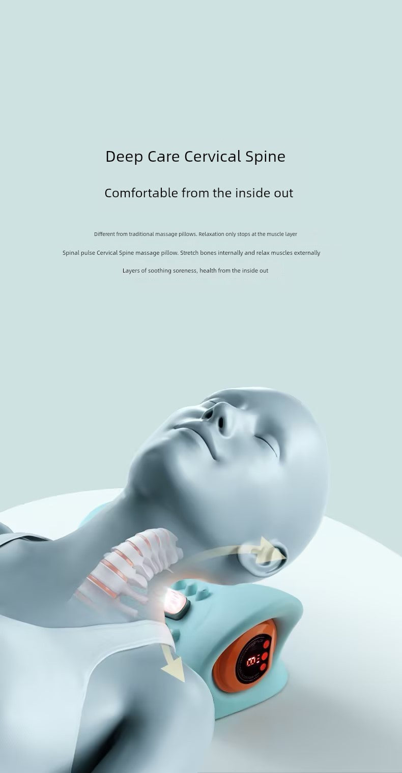 Electric Neck Massager EMS Low Frequency Pulse Vibration Hot Compress Massage Pillow Rehabilitation Traction Shoulder Neck Massager