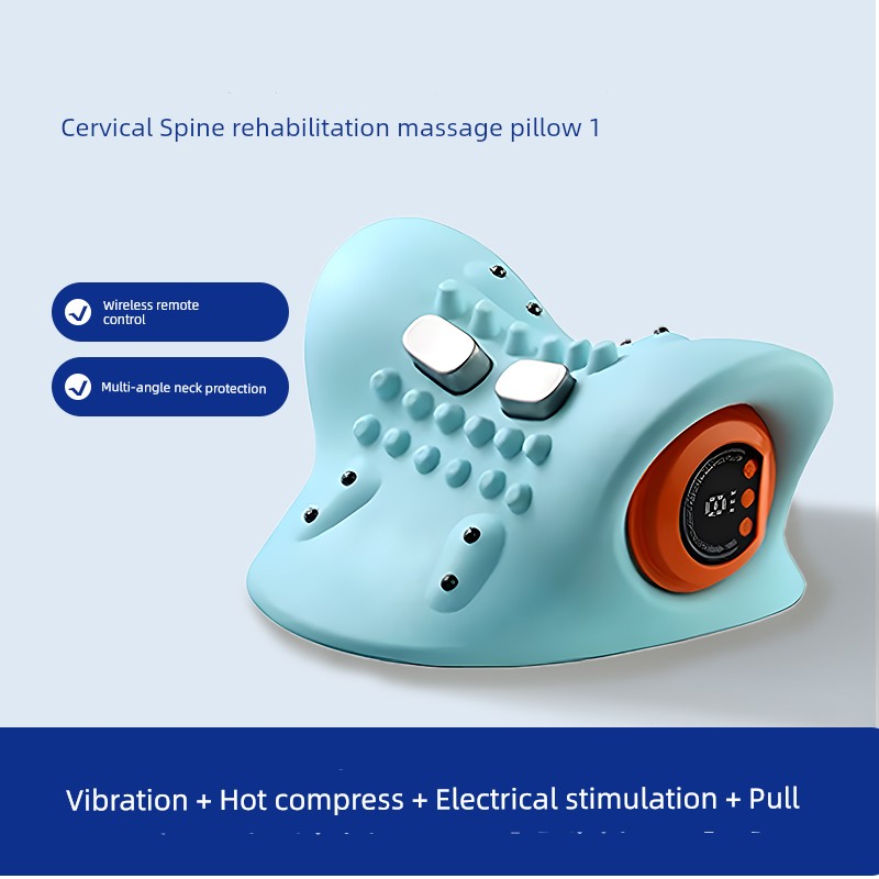 Electric Neck Massager EMS Low Frequency Pulse Vibration Hot Compress Massage Pillow Rehabilitation Traction Shoulder Neck Massager