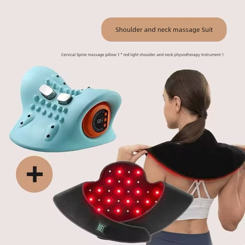 Electric Neck Massager EMS Low Frequency Pulse Vibration Hot Compress Massage Pillow Rehabilitation Traction Shoulder Neck Massager