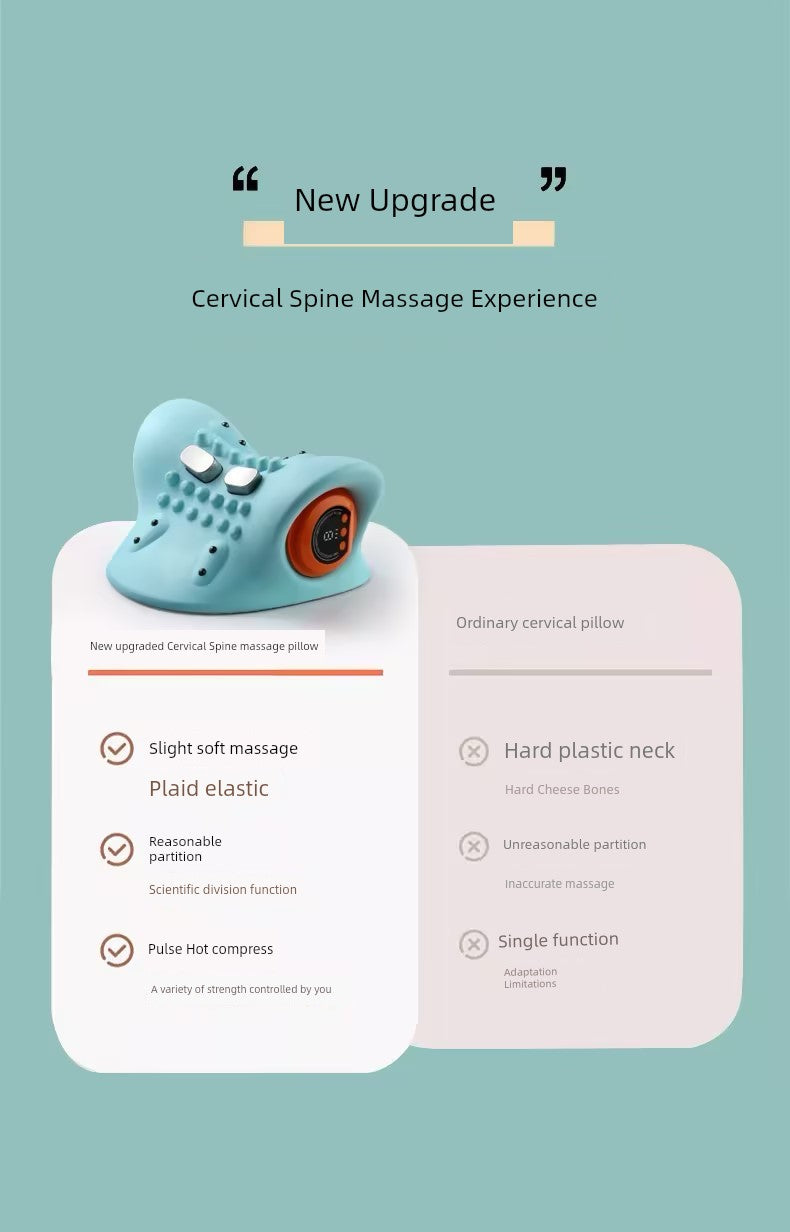 Electric Neck Massager EMS Low Frequency Pulse Vibration Hot Compress Massage Pillow Rehabilitation Traction Shoulder Neck Massager