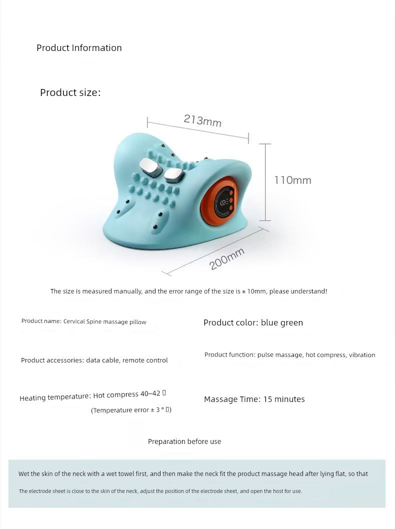 Electric Neck Massager EMS Low Frequency Pulse Vibration Hot Compress Massage Pillow Rehabilitation Traction Shoulder Neck Massager