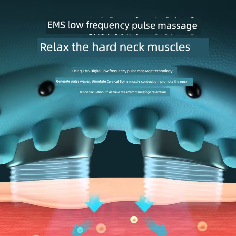 Electric Neck Massager EMS Low Frequency Pulse Vibration Hot Compress Massage Pillow Rehabilitation Traction Shoulder Neck Massager