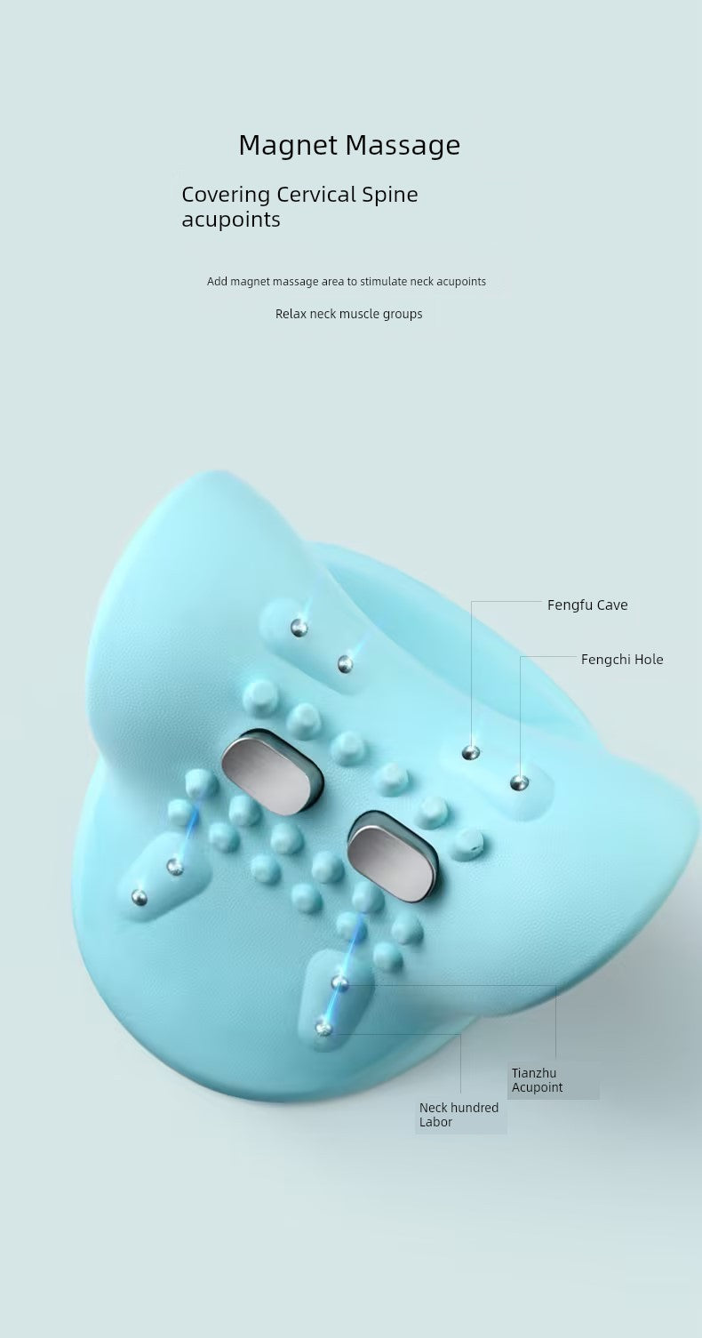Electric Neck Massager EMS Low Frequency Pulse Vibration Hot Compress Massage Pillow Rehabilitation Traction Shoulder Neck Massager