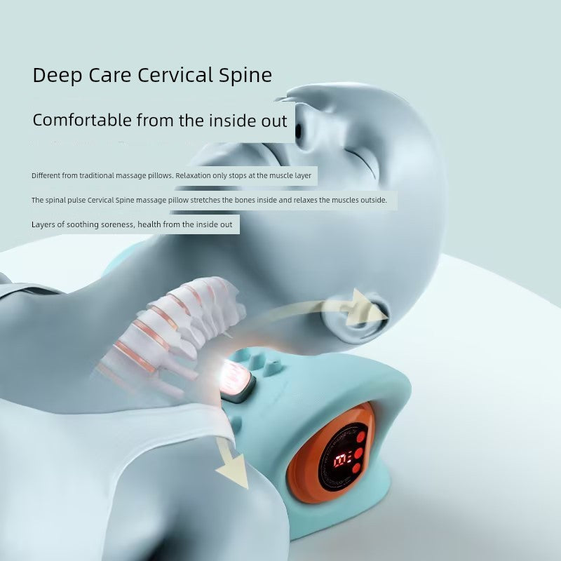Electric Neck Massager EMS Low Frequency Pulse Vibration Hot Compress Massage Pillow Rehabilitation Traction Shoulder Neck Massager