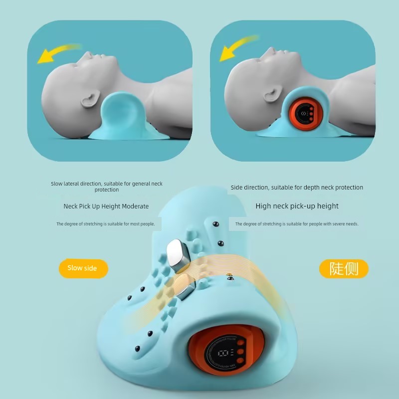 Electric Neck Massager EMS Low Frequency Pulse Vibration Hot Compress Massage Pillow Rehabilitation Traction Shoulder Neck Massager