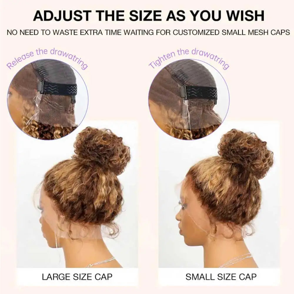 Invisible Strap 360 Full Lace Glueless Wig Hidden Water Wave Lace Front Wig Human Hair Chocolate Brown Deep Wave Frontal Wig