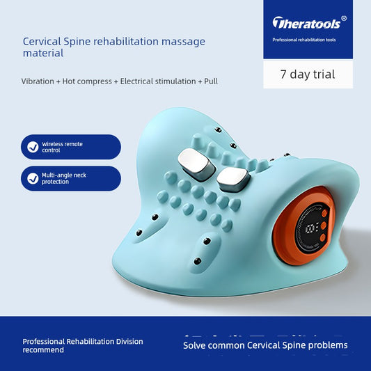 Electric Neck Massager EMS Low Frequency Pulse Vibration Hot Compress Massage Pillow Rehabilitation Traction Shoulder Neck Massager